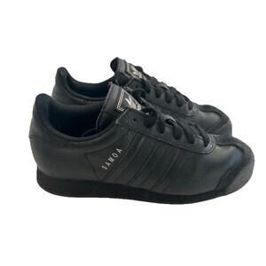 Adidas Samoa Shoes Mens Size 4/ Women’s Size 6 Black Leather G22610 Logo Striped